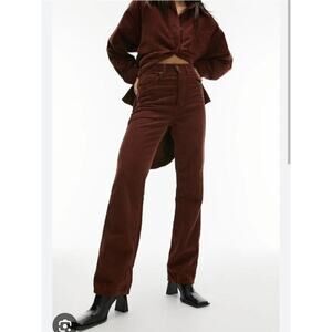 NWT Topshop Brown Corduroy Pants 9 Straight-Leg